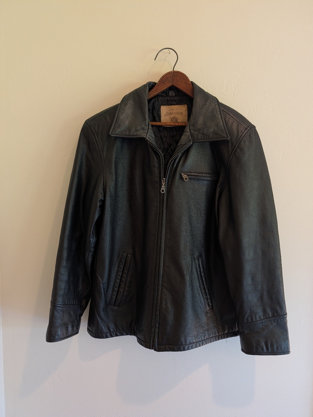 90s LEATHER Jacket Minimalist Style Women's Size Medium Black